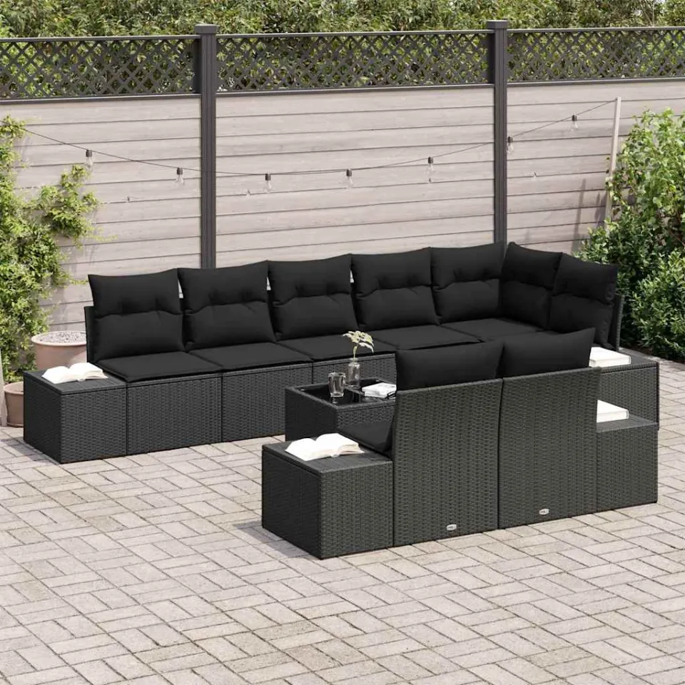 vidaXL Tuin Sofa Set 9 st Zwart poly rattan