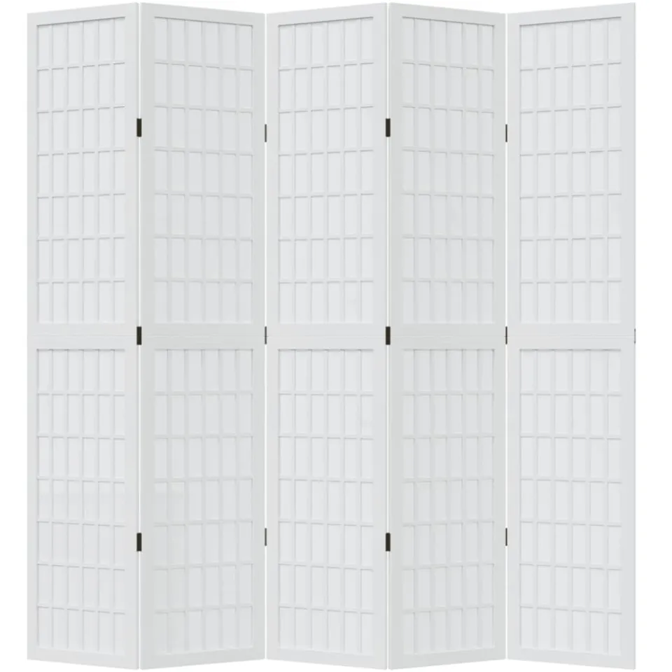 vidaXL Kamerscherm met 5 panelen massief paulowniahout wit, foto 5