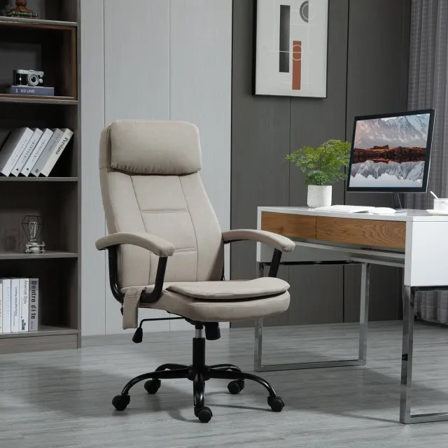 CHICFURN Bureaustoel - Vibratiemassage - Verstelbare zithoogte - Beige