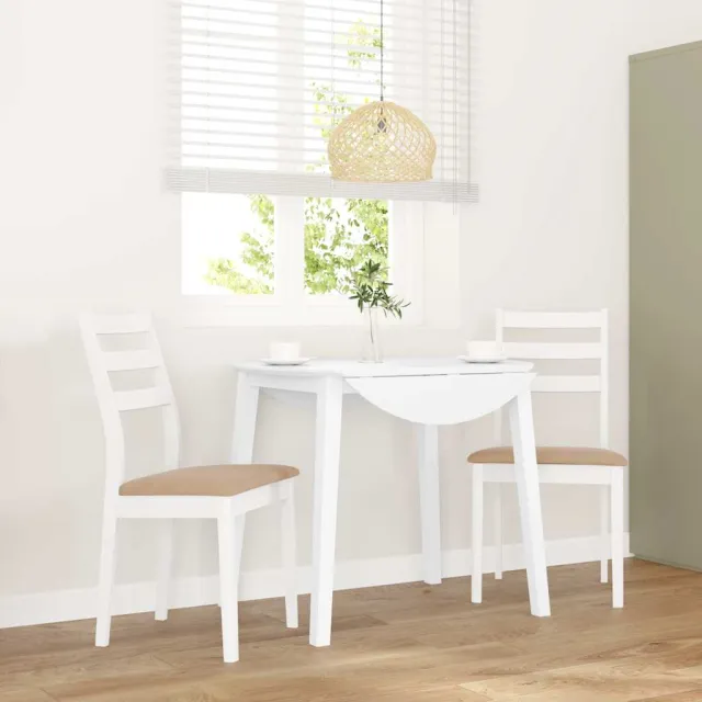 vidaXL Eetkamerstoelen met kussens 2 st massief hout rubber wit