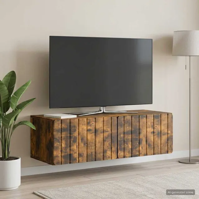 vidaXL Wandbeugel TV-kast 98 x 41 x 30 cm Gerookt eiken Bewerkt hout Bruin