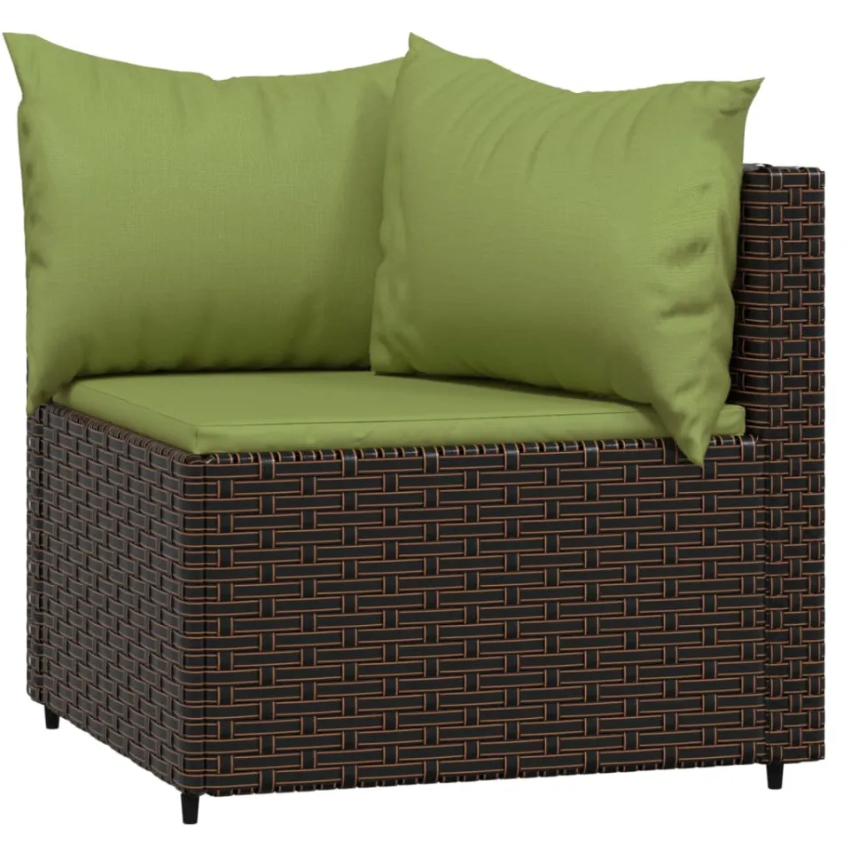 vidaXL 4-delige Loungeset met kussens poly rattan bruin, foto 4