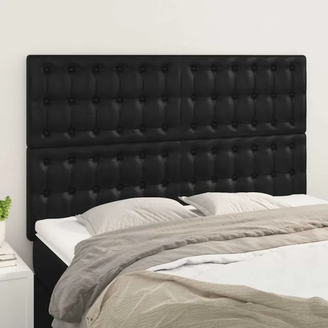 vidaXL Hoofdbord zwart 144x5x118/128 cm kunstleer