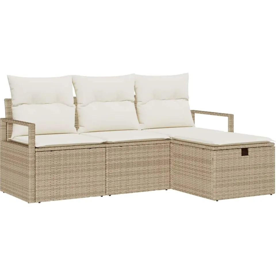 vidaXL Tuin Sofa Set 4 st Beige poly rattan