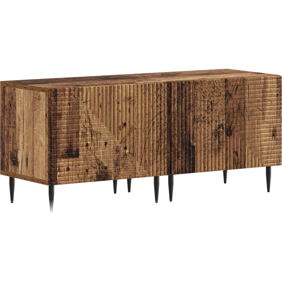 vidaXL 3-delige LED TV-kast Oud hout Bewerkt hout grijs, foto 3