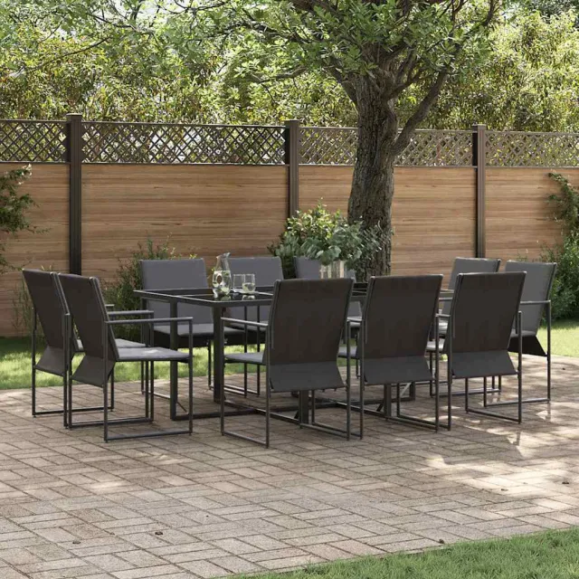 vidaXL Tuin eettafelset 11 st Zwart Staal, foto 2