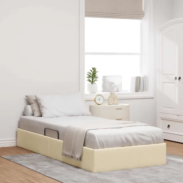 vidaXL Ottoman Bedframe met opslag Crème 100 x 200 cm Stof