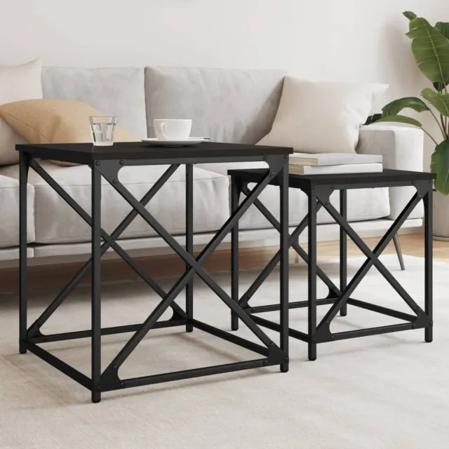 vidaXL 2-delige Tafeltjesset bewerkt hout zwart, foto 2