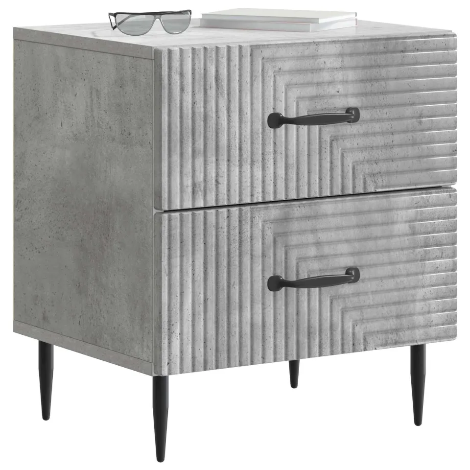 vidaXL Nachtkastje 2 st Betongrijs 43 x 34,5 x 47,5 cm Bewerkt hout