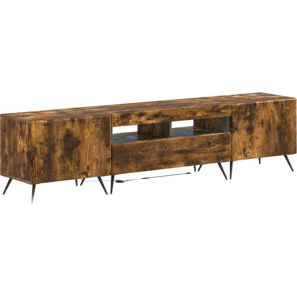 vidaXL LED tv-meubel BREDA 3 st Gerookt eiken Bewerkt hout