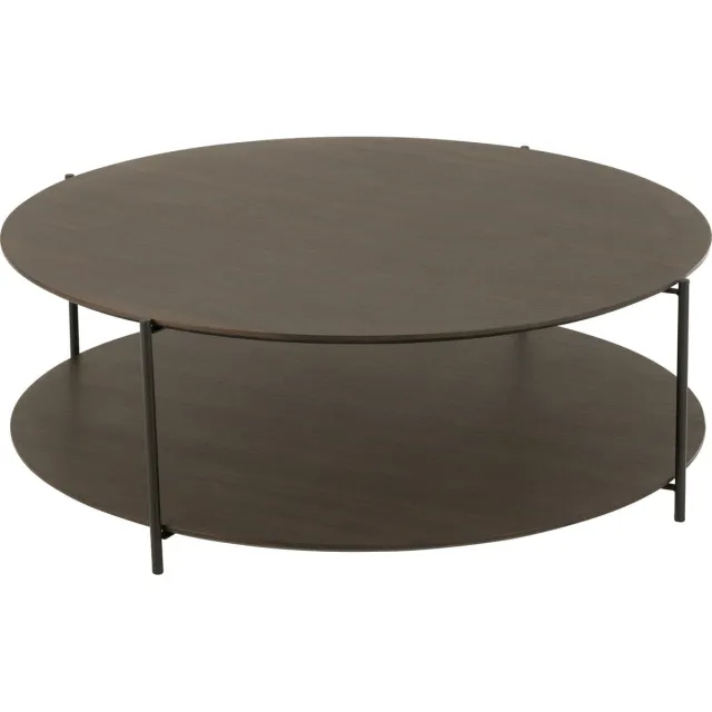 J-Line salontafel Rond - hout/metaal - donkerbruin - large
