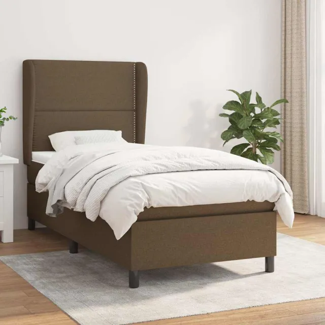 vidaXL Boxspring met matras stof donkerbruin 90x190 cm bruin