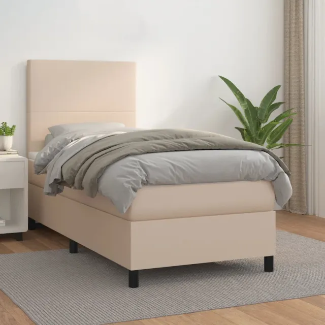 vidaXL Boxspring met matras kunstleer cappuccinokleurig 80x200 cm bruin