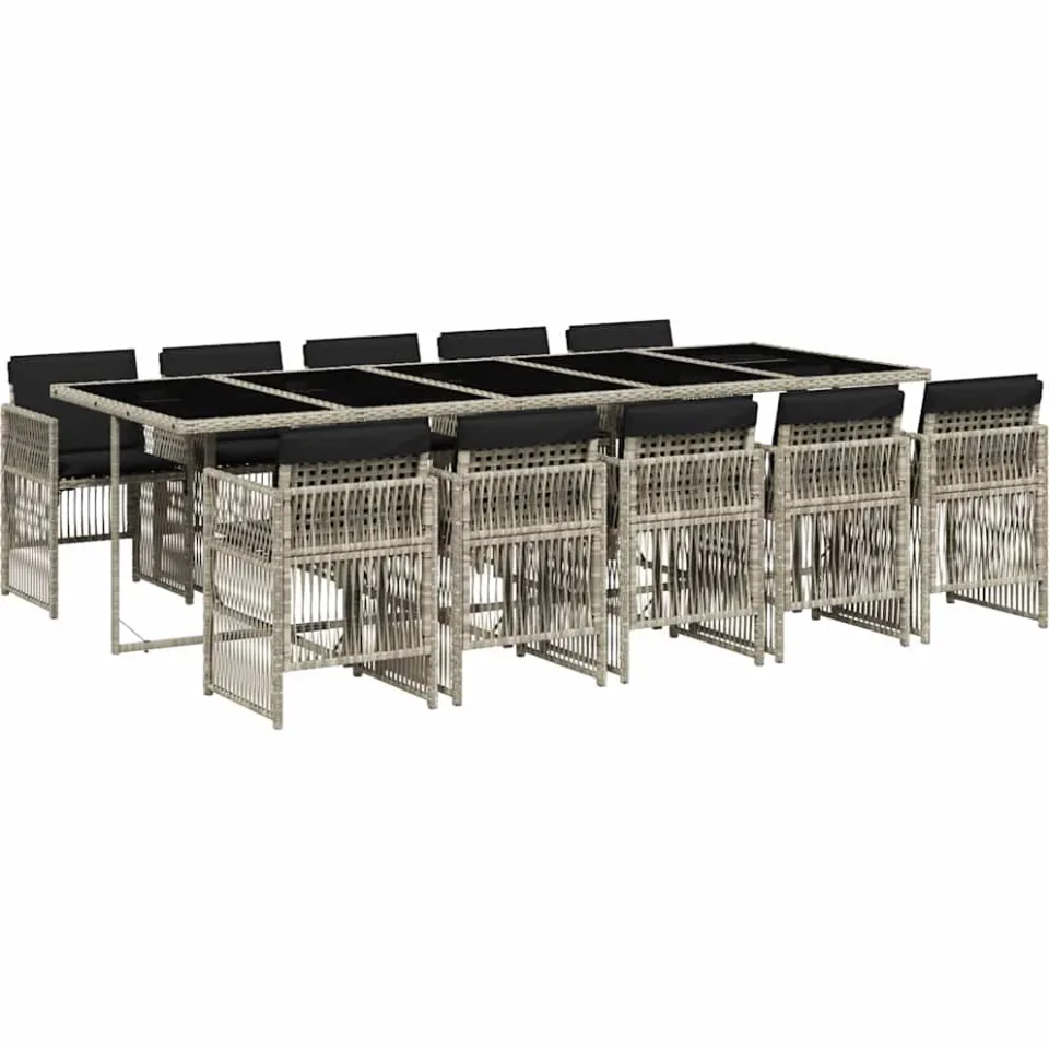 vidaXL 11-delige Tuinset met kussens poly rattan lichtgrijs grijs, foto 3