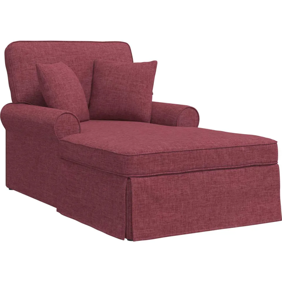 vidaXL Chaise Lounge met Rok 3 st Wijnrood Stof 91 x 157 x 91 cm