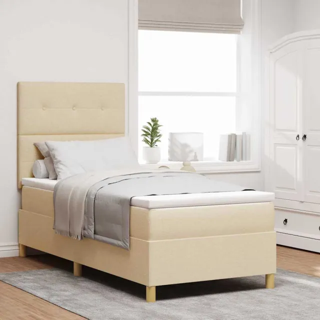 vidaXL Boxspringbed met hoofdeinde Crème 90 x 200 cm Stof