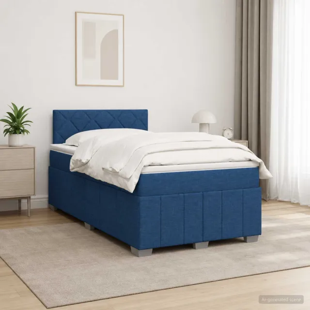 vidaXL Boxspringbed met matras met hoofdeinde Blauw 120 x 200 cm Stof