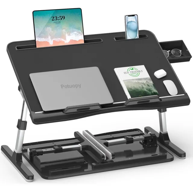 Duraxl Laptoptafel bed - Verstelbaar - Zwart - 60 x 40 cm