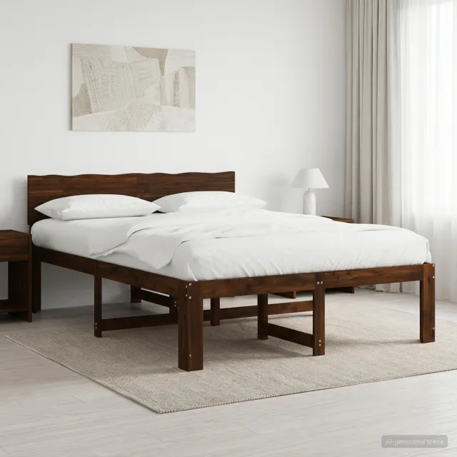 vidaXL Tweepersoonsbed met hoofdeinde ROSTOCK Donkerbruin 160 x 200 cm