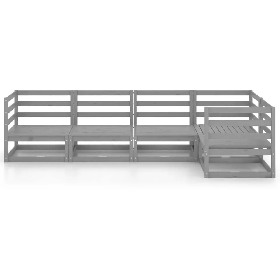 vidaXL 5-delige Loungeset massief grenenhout grijs