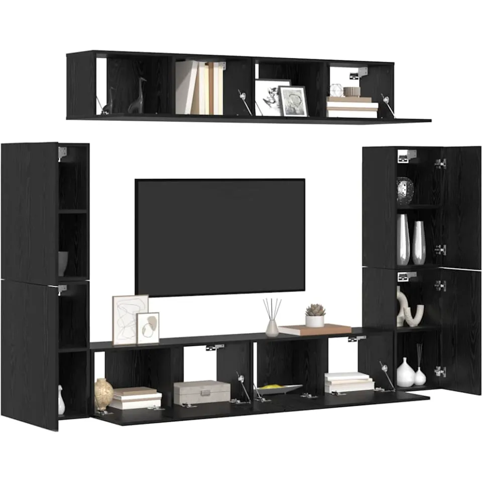 vidaXL Tv-meubelset 8 st 80 x 30 x 30 cm Zwart eiken, foto 3