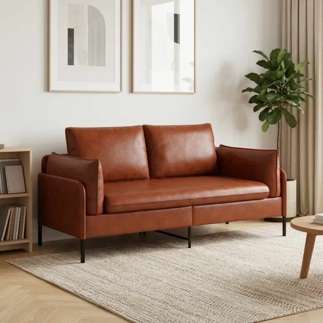 vidaXL 2-Zits Sofa Glanzend Bruin 188 x 81 x 89 cm Kunstleer Terracotta