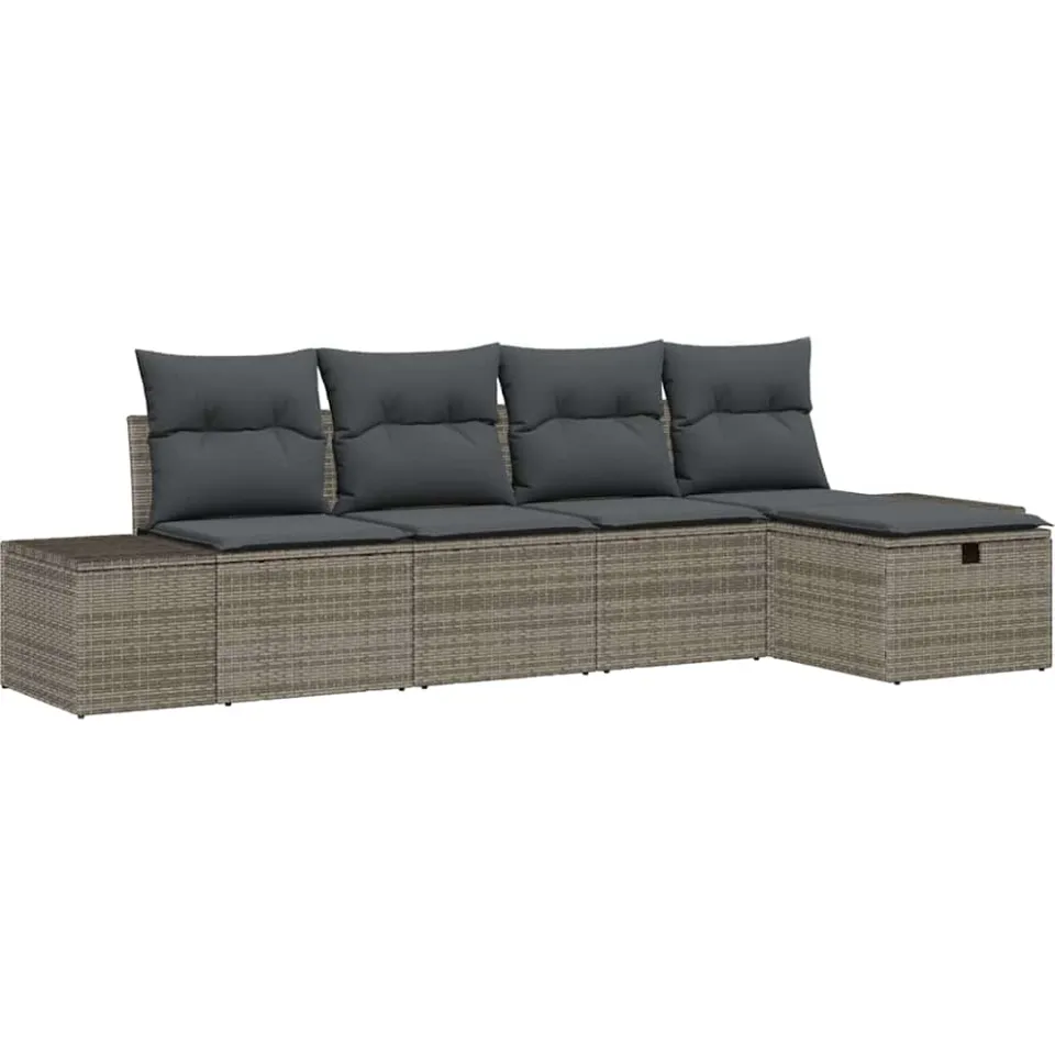 vidaXL Bankstel 5 st poly rattan Grijs
