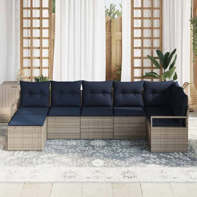 vidaXL Bankstel 7 st Grijs poly rattan, foto 2