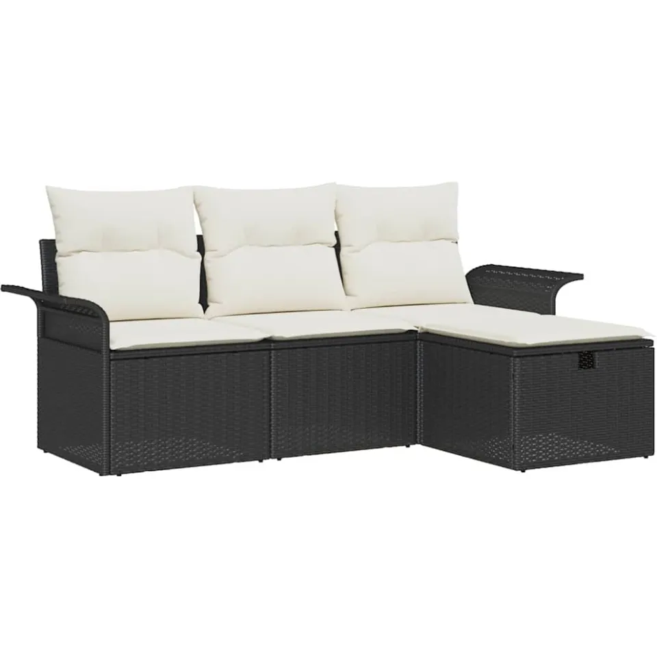 vidaXL Tuin Sofa Set 4 st Poly riet zwart