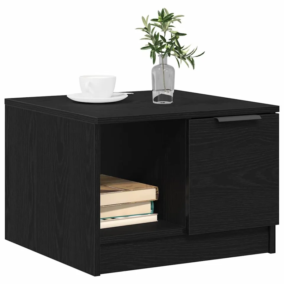 vidaXL Salontafel Zwart Eiken 50 x 50 x 36 cm Bewerkt hout, foto 3