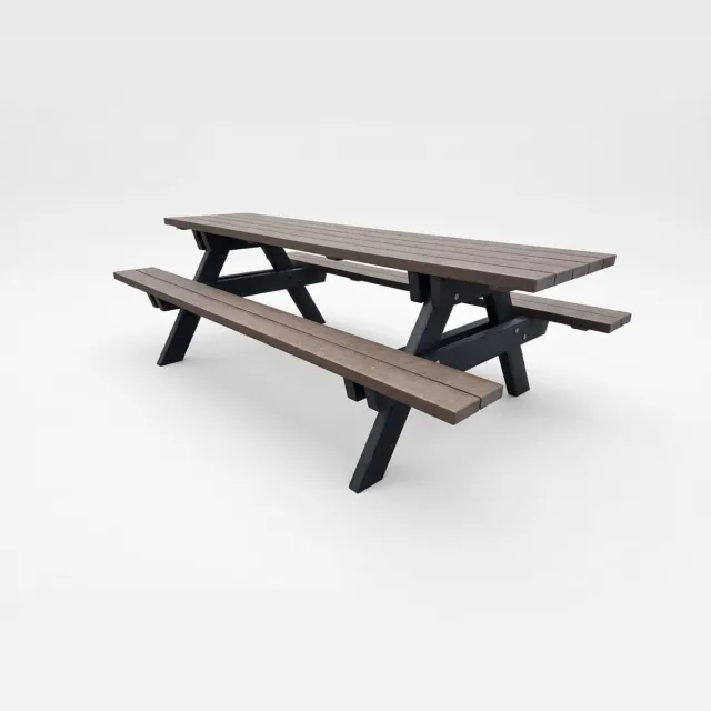 Rekupro Picknicktafel XL Bruin Kunststof 220 cm - 8 Personen - Gerecycled Kunststof Onderhoudsvrij & Weerbestendig