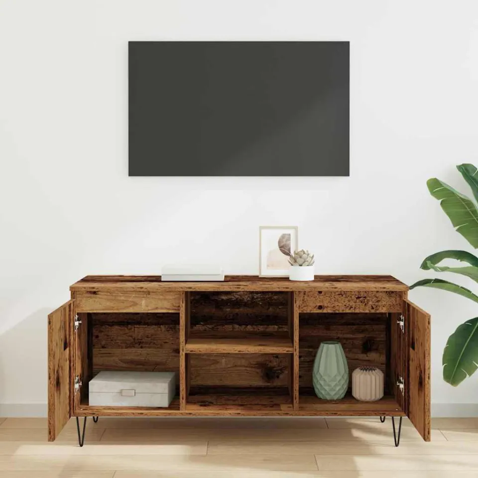 vidaXL TV-kast 104 x 35 x 50 cm Oud Hout Bewerkt hout bruin, foto 4