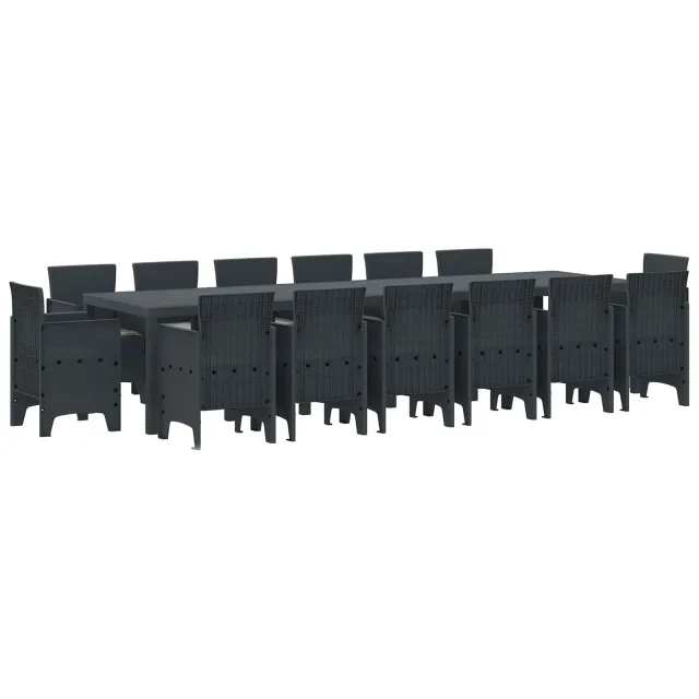 vidaXL Tuin Eetset 15 st Antraciet Polt riet Anthraciet