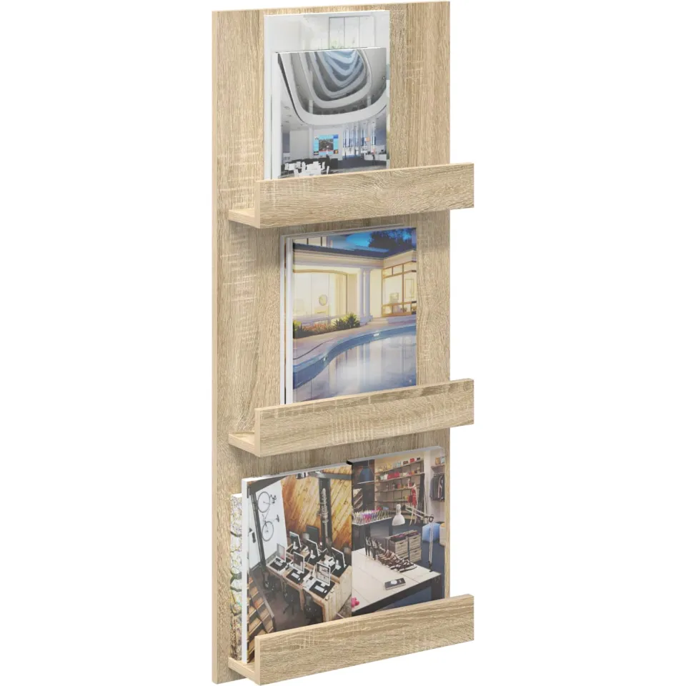 vidaXL Tijdschrift Rek Sonoma Eiken 43 x 11 x 102 cm Bewerkt hout Bruin