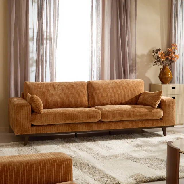 NOUS Living Torino 3-zitsbank cognac, foto 2