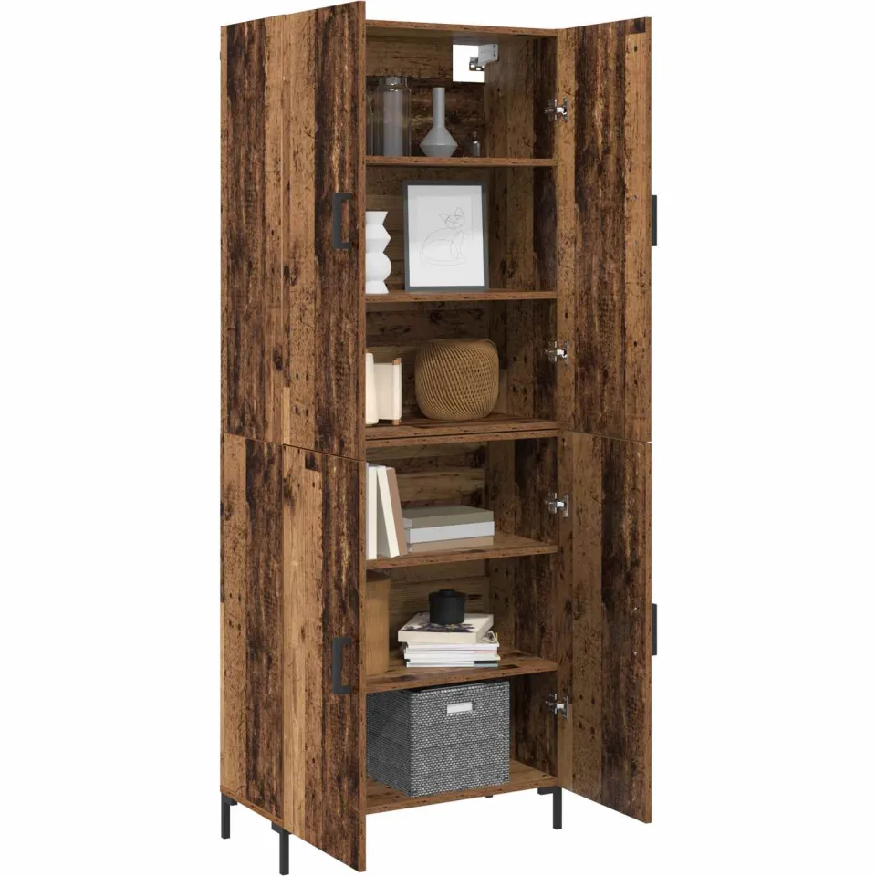 vidaXL Highboard Oud hout 69,5 x 34 x 180 cm Bewerkt hout Bruin
