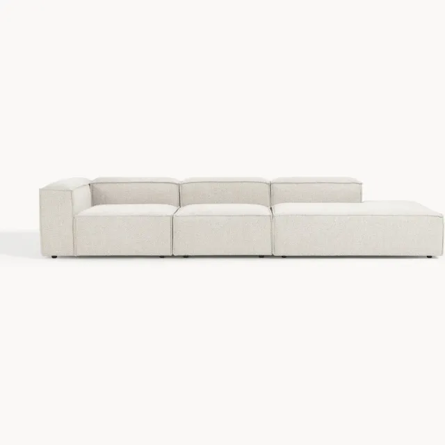 Westwing Collection Modulaire XL chaise longue Lennon van bouclé wit