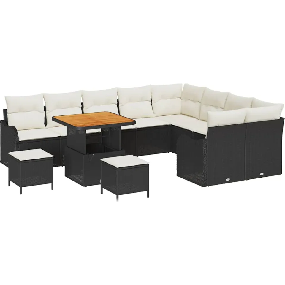vidaXL Tuinbankenset 12 st Zwart poly rattan