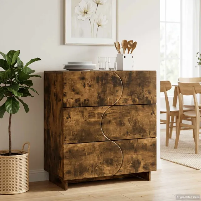 vidaXL Dressoir Gerookt eiken 70 x 38 x 75 cm Bewerkt hout Bruin