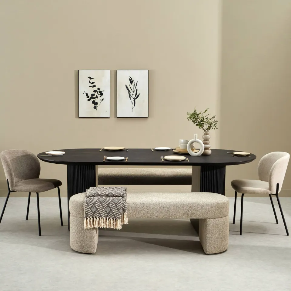 NOUS Living eetkamerbank Nice 145 cm taupe, foto 3