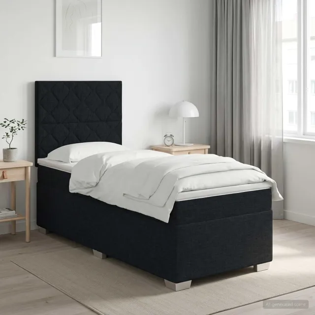 vidaXL Boxspringbed met matras met hoofdeinde Zwart 80 x 200 cm Stof
