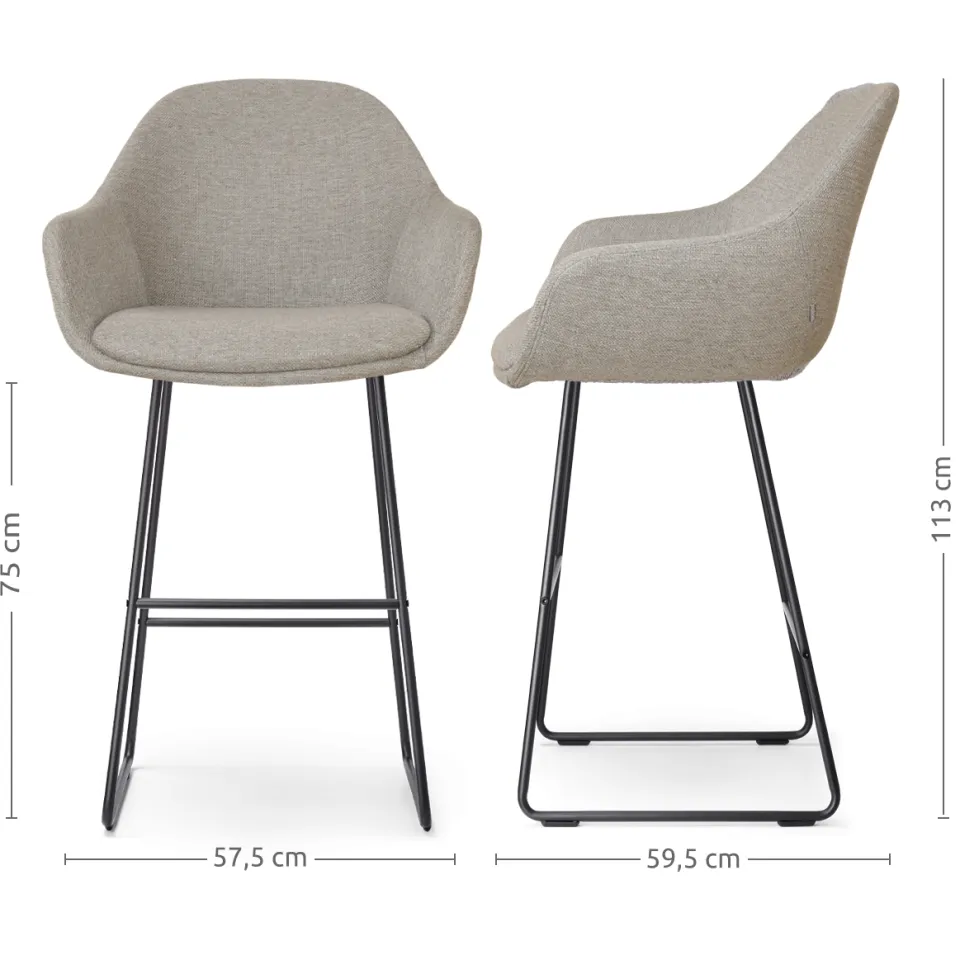 Nolon Nino-Mae barkruk warm grijs - zwart onderstel - 75 cm, foto 3