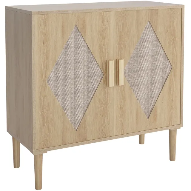Billie & Loïs dressoir - Buffetkast - Rotan details - Verstelbare planken - Veelzijdig - Praktisch - Stevige constructie naturel