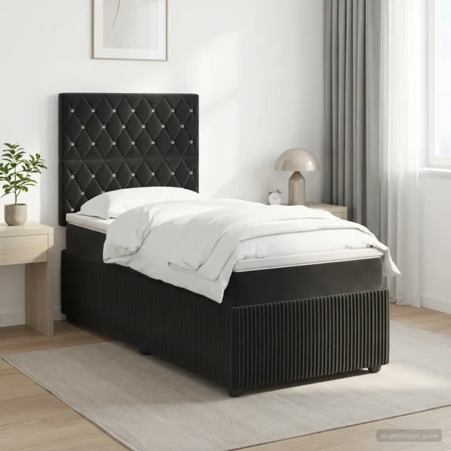 vidaXL Boxspringbed met matras Zwart 80 x 200 cm Fluweel