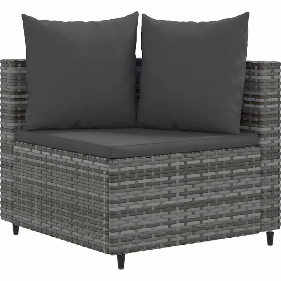 vidaXL 8-delige Loungeset met kussens poly rattan grijs