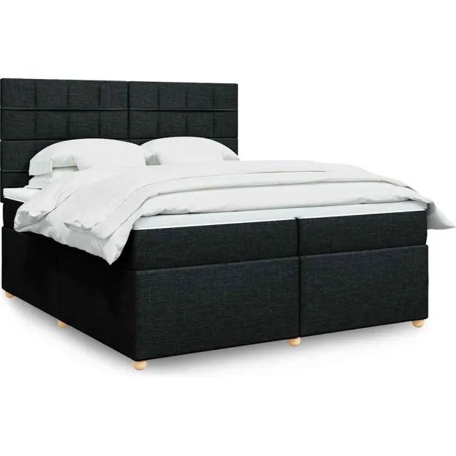 vidaXL Boxspring met matras stof zwart 200x200 cm