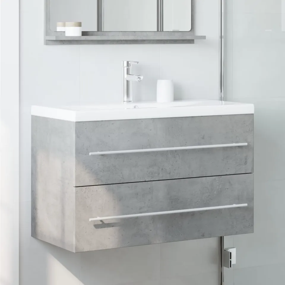 vidaXL Wastafelkast 80x38,5x48 cm bewerkt hout betongrijs grijs, foto 2