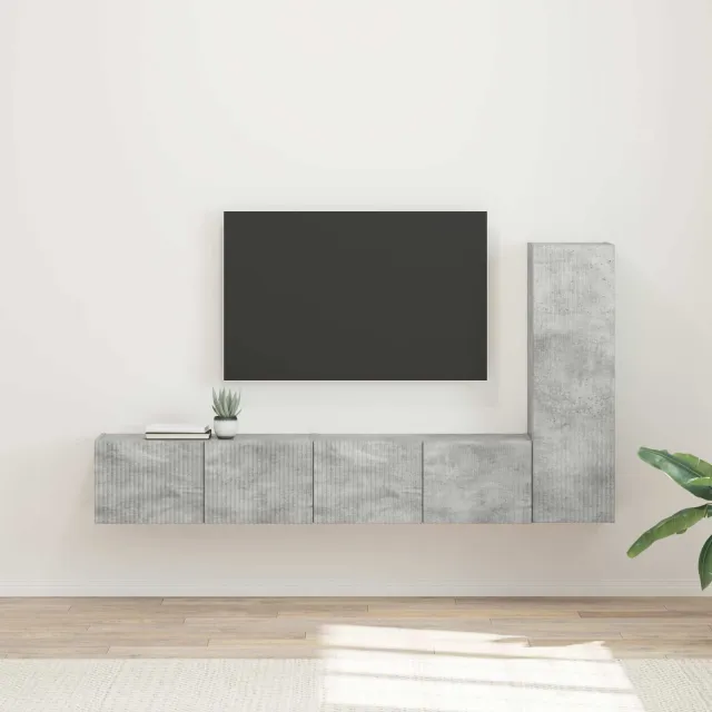 vidaXL Tv-meubelset 3 st Beton Grijs Bewerkt hout