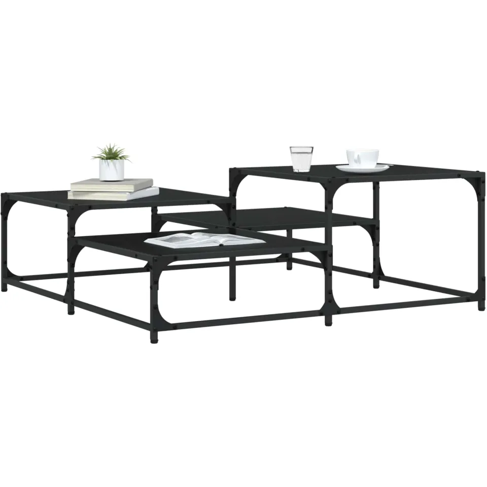 vidaXL Salontafel Zwart eiken 107 x 107 x 40 cm Bewerkt hout, foto 3