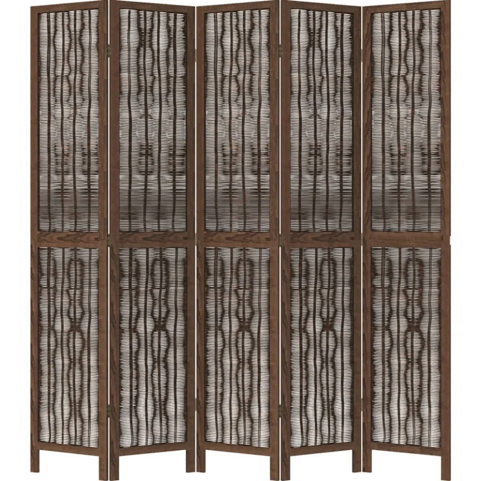 vidaXL Kamerscherm met 5 panelen massief paulowniahout donkerbruin bruin, foto 5
